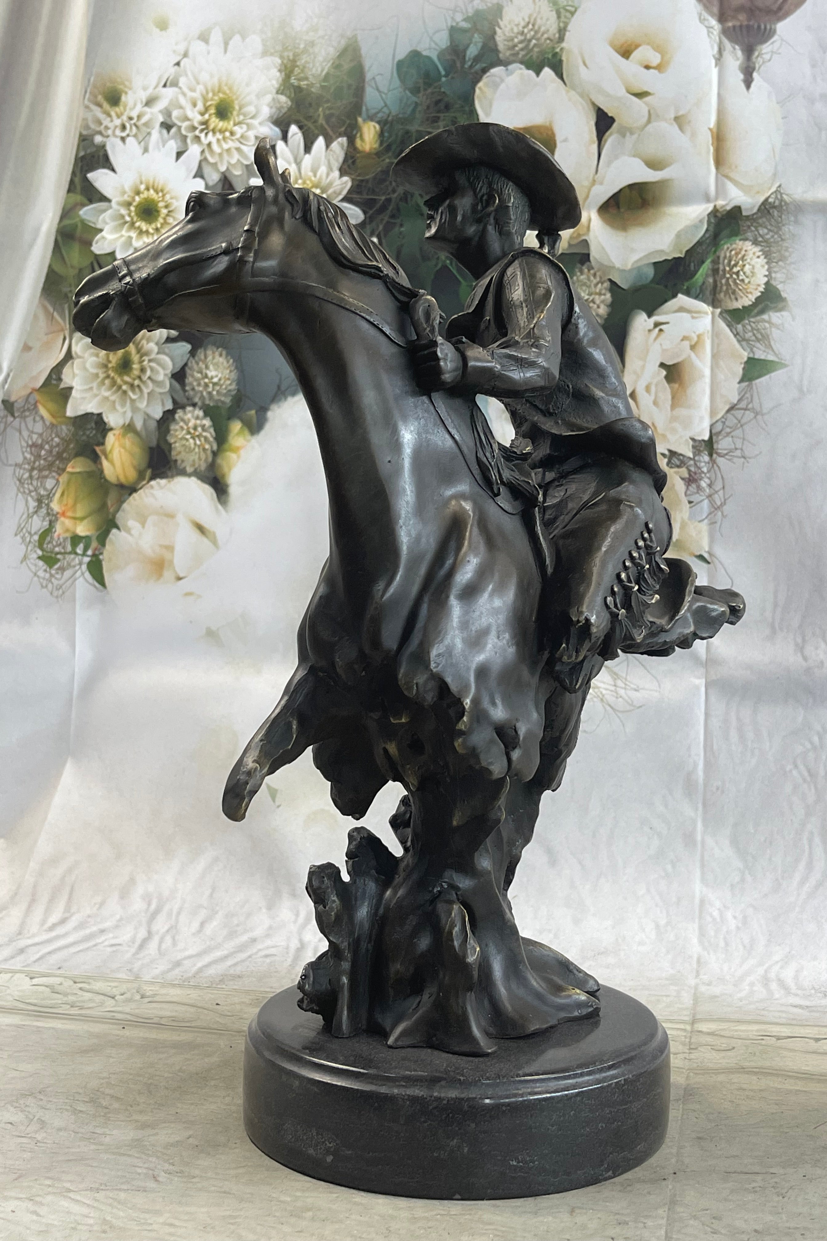 Abstract Modern Art Kamiko Outlaw Cowboy Horse Gun Bronze Sculpture