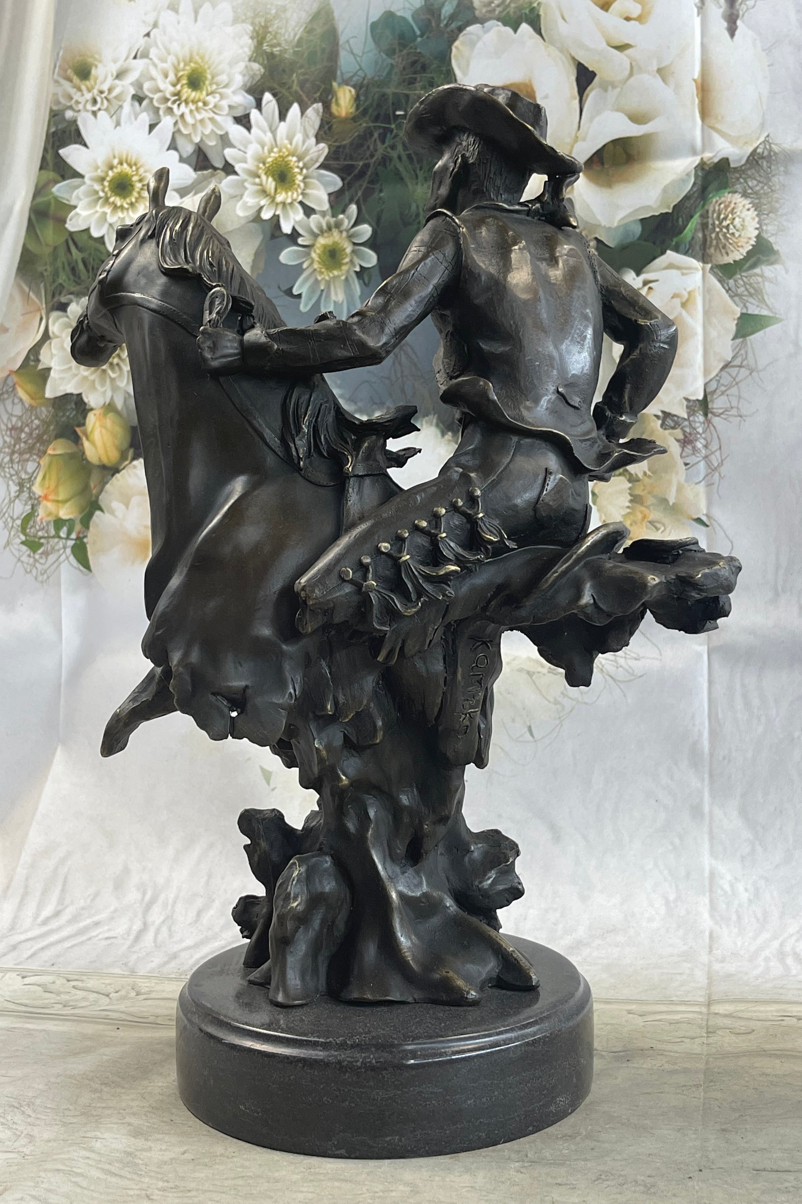Abstract Modern Art Kamiko Outlaw Cowboy Horse Gun Bronze Sculpture