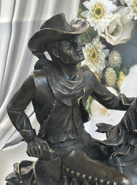 Abstract Modern Art Kamiko Outlaw Cowboy Horse Gun Bronze Sculpture