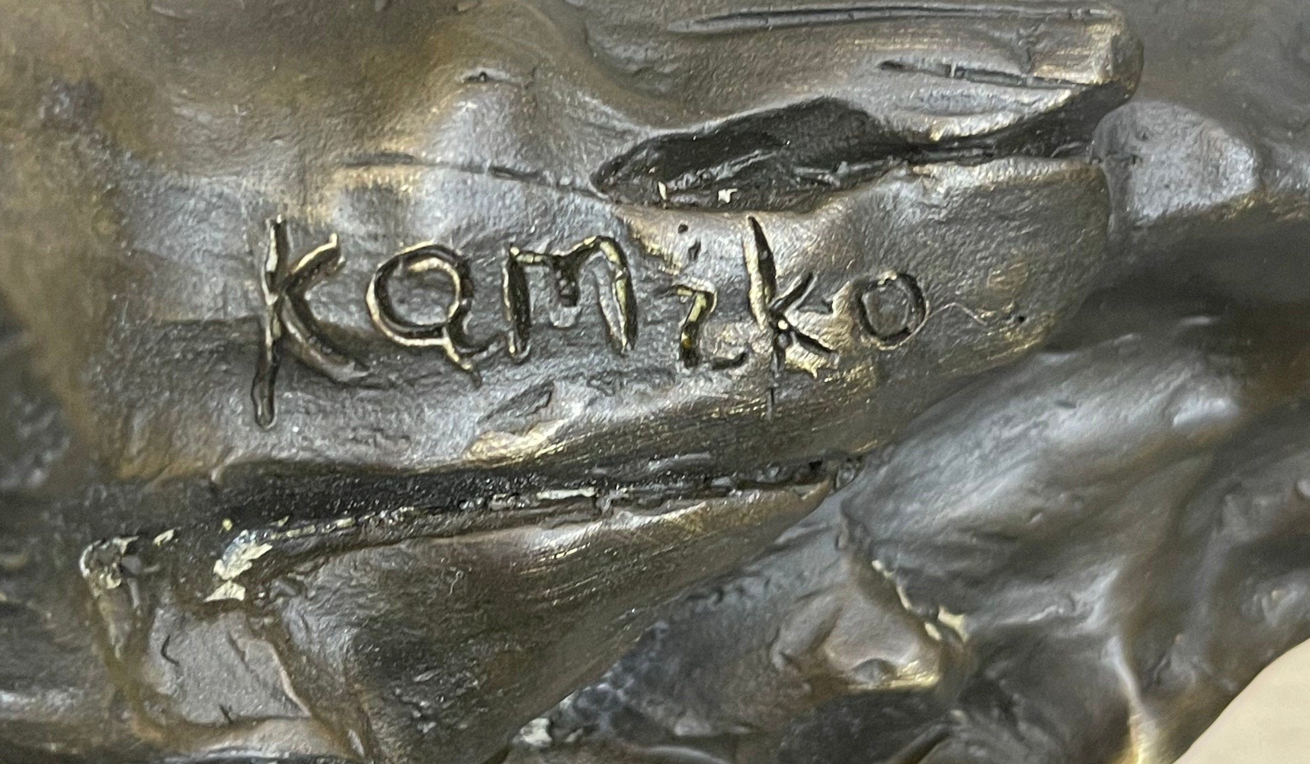 Abstract Modern Art Kamiko Outlaw Cowboy Horse Gun Bronze Sculpture
