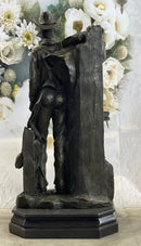 Cowboy Saddling Horse Bronze Sculpture 16" x 8"