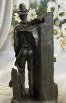 Cowboy Saddling Horse Bronze Sculpture 16" x 8"