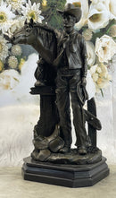 Cowboy Saddling Horse Bronze Sculpture 16" x 8"