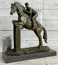 Fisher Jockey Bronze Sculpture on Marble Base