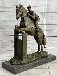 Fisher Jockey Bronze Sculpture on Marble Base