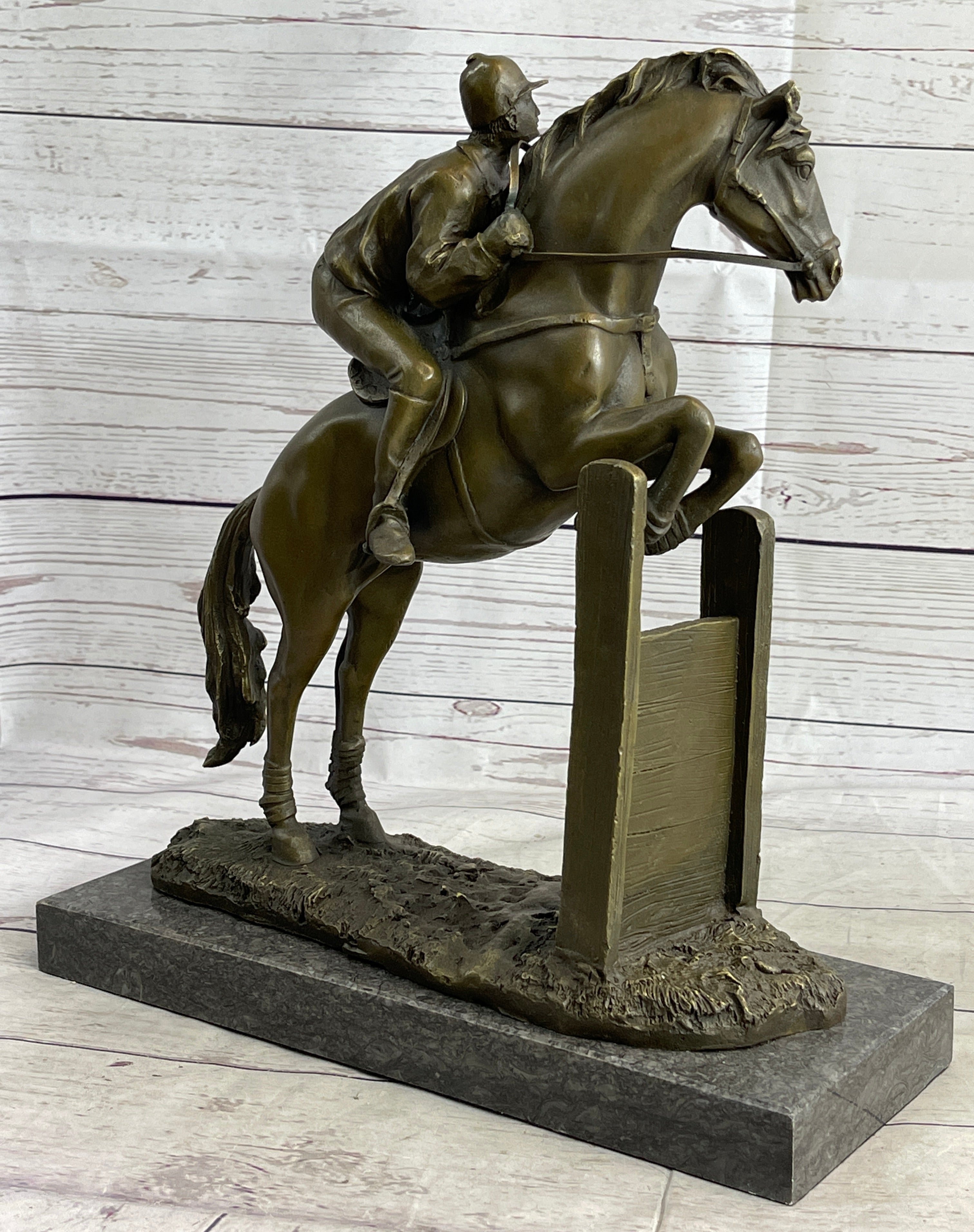 Fisher Jockey Bronze Sculpture on Marble Base