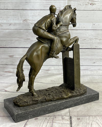 Fisher Jockey Bronze Sculpture on Marble Base