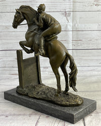 Fisher Jockey Bronze Sculpture on Marble Base