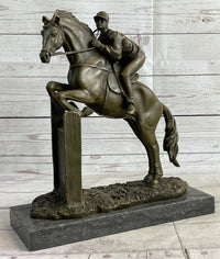 Fisher Jockey Bronze Sculpture on Marble Base