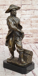 Swashbuckler Pirate Bronze Figure w/ Treasure Chest 13" x 6"