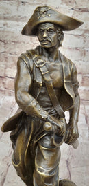 Swashbuckler Pirate Bronze Figure w/ Treasure Chest 13" x 6"