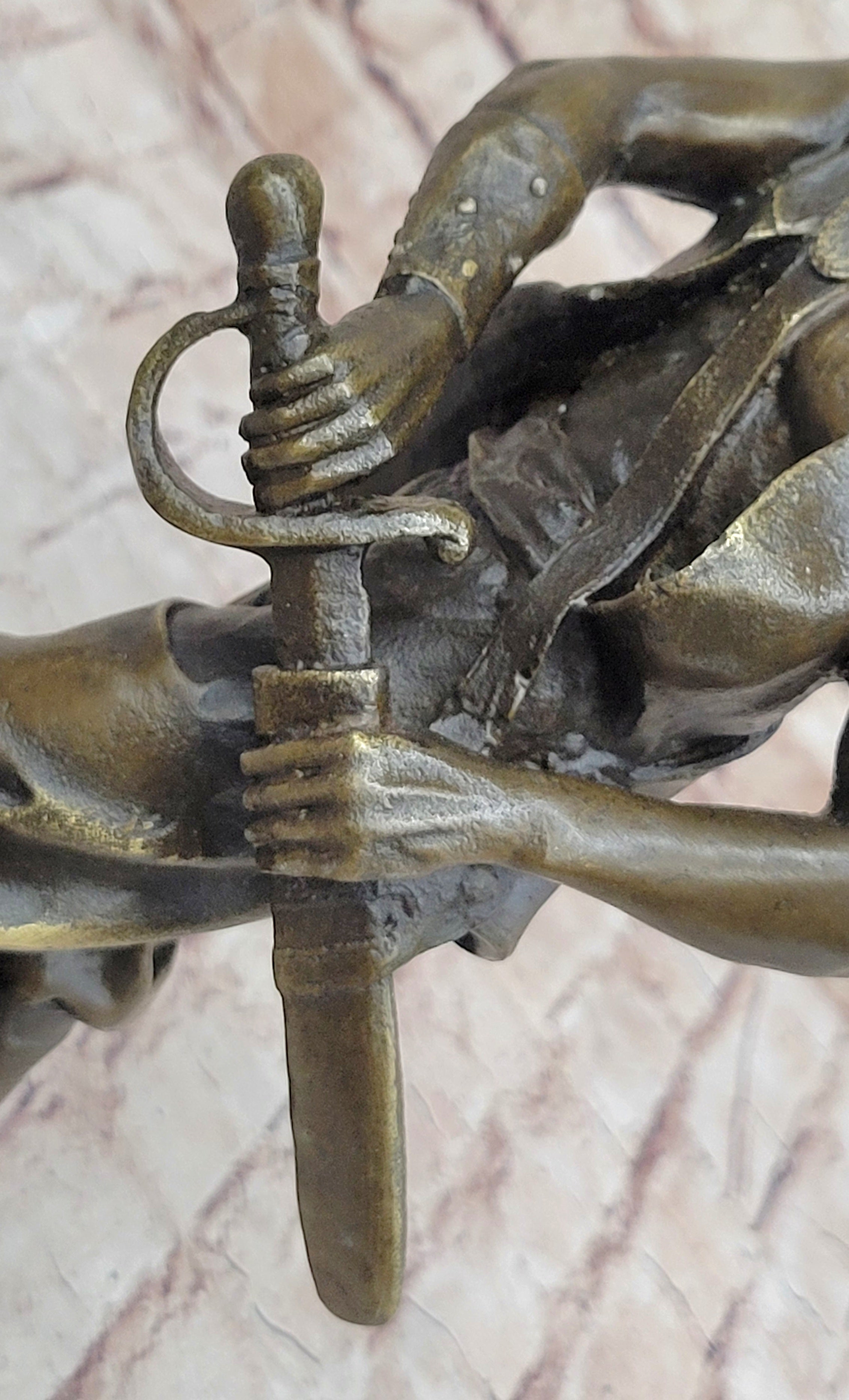 Swashbuckler Pirate Bronze Figure w/ Treasure Chest 13" x 6"