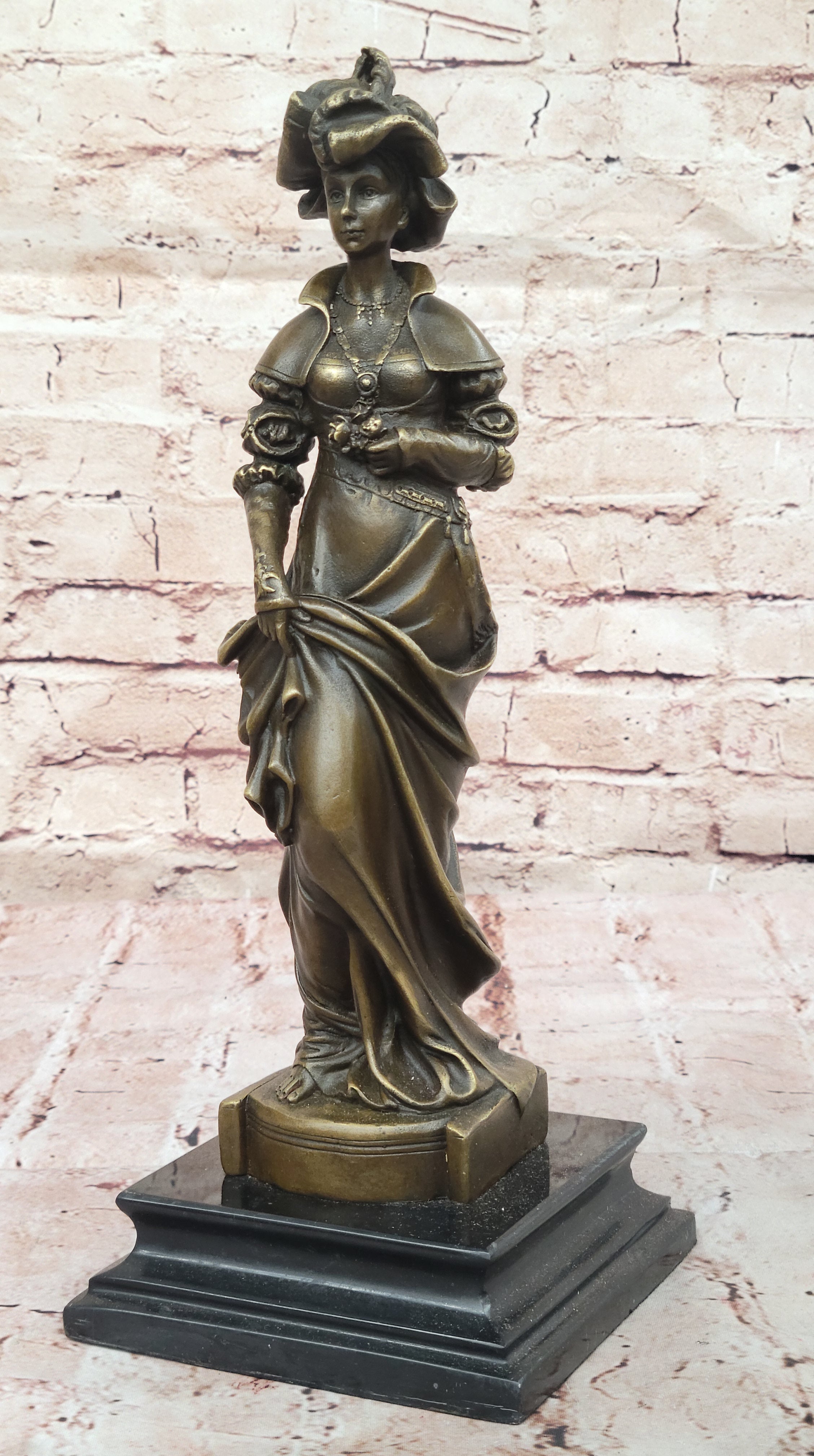 Bronze Victorian Lady Sculpture - Signed Original