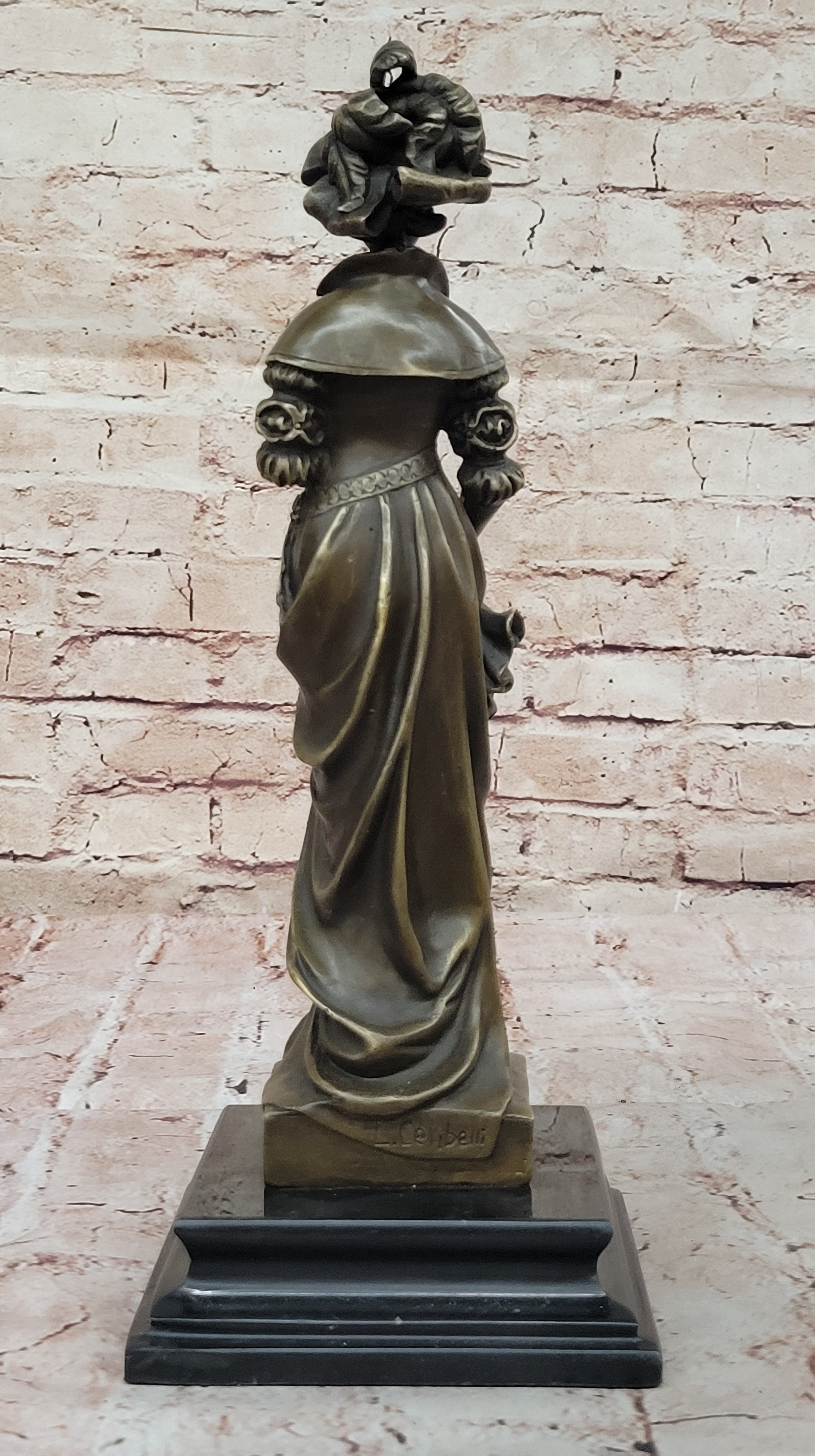 Bronze Victorian Lady Sculpture - Signed Original