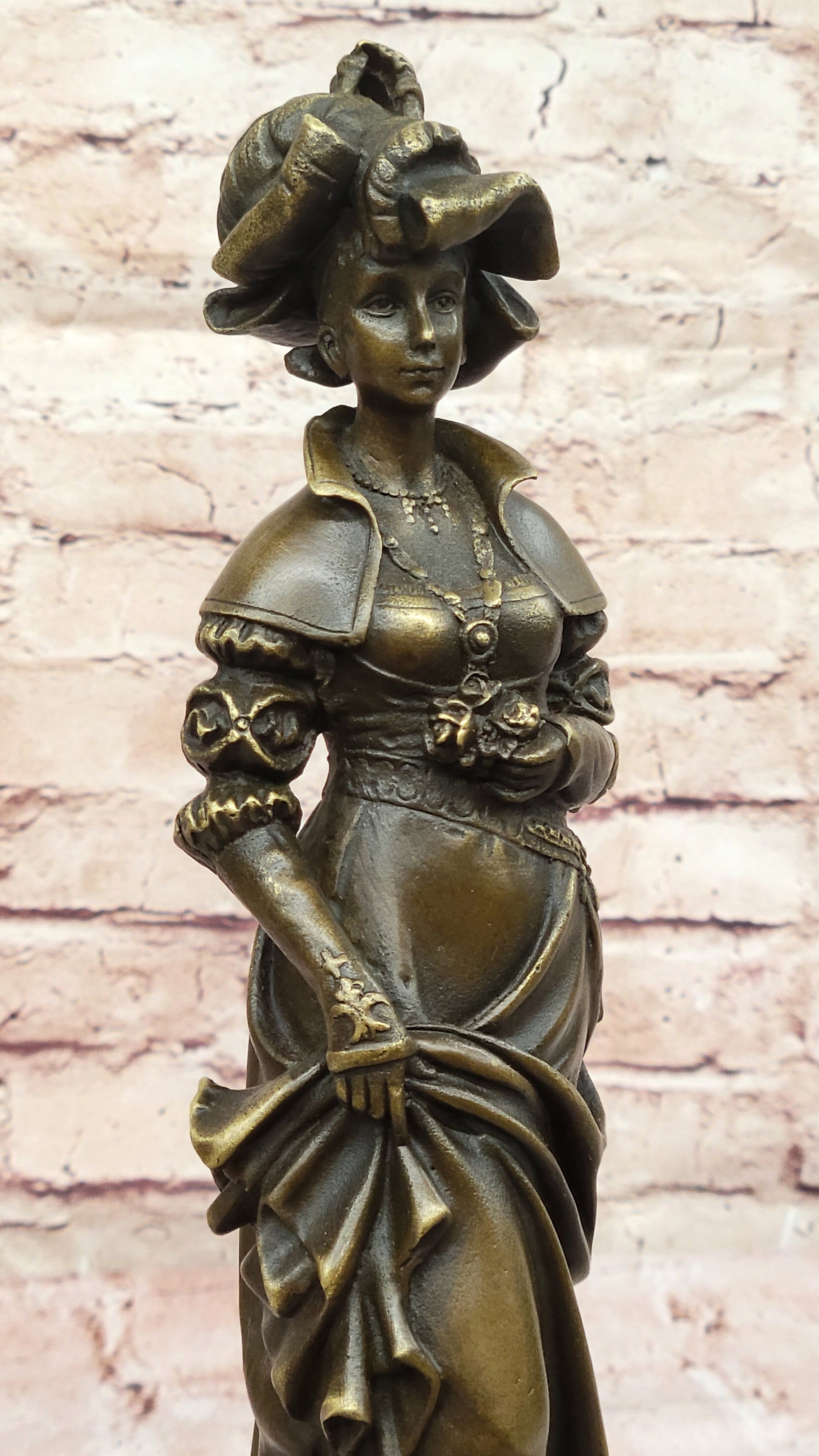 Bronze Victorian Lady Sculpture - Signed Original