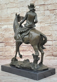 Bronze Western Sculpture Cowboy on Horseback 14" x 11"