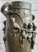 Joseph Cheret Bronze Urn Water Babies Cherubim 15" x 7"