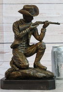 Bronze Kneeling Ranger With Rifle Cowboy Sculpture 11" x 8"