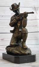 Bronze Kneeling Ranger With Rifle Cowboy Sculpture 11" x 8"
