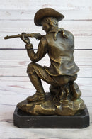 Bronze Kneeling Ranger With Rifle Cowboy Sculpture 11" x 8"