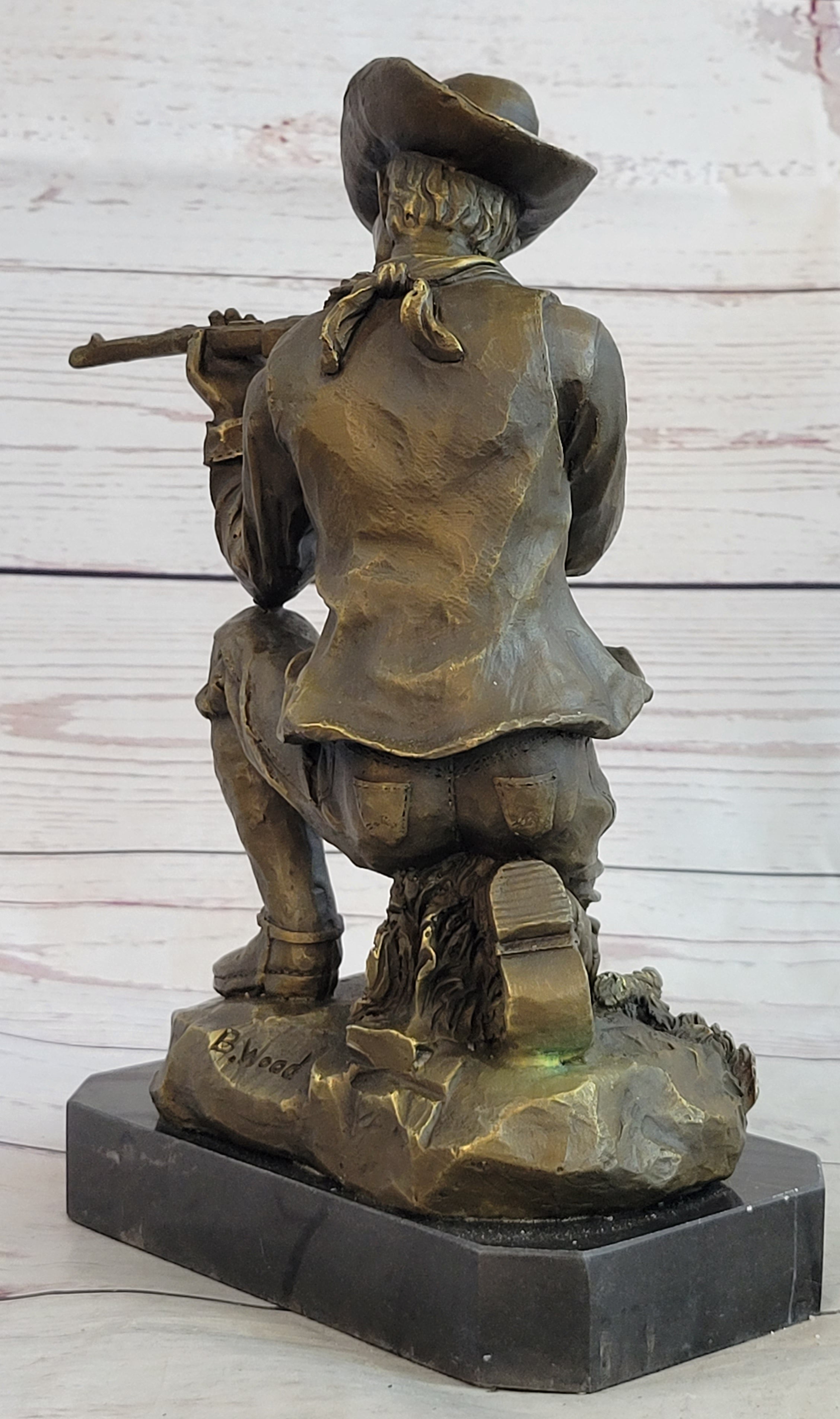 Bronze Kneeling Ranger With Rifle Cowboy Sculpture 11" x 8"