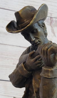 Bronze Kneeling Ranger With Rifle Cowboy Sculpture 11" x 8"