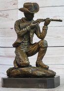 Bronze Kneeling Ranger With Rifle Cowboy Sculpture 11" x 8"