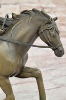 Female Equestrian Jockey Horseback Riding Bronze Sculpture 9" x 9"