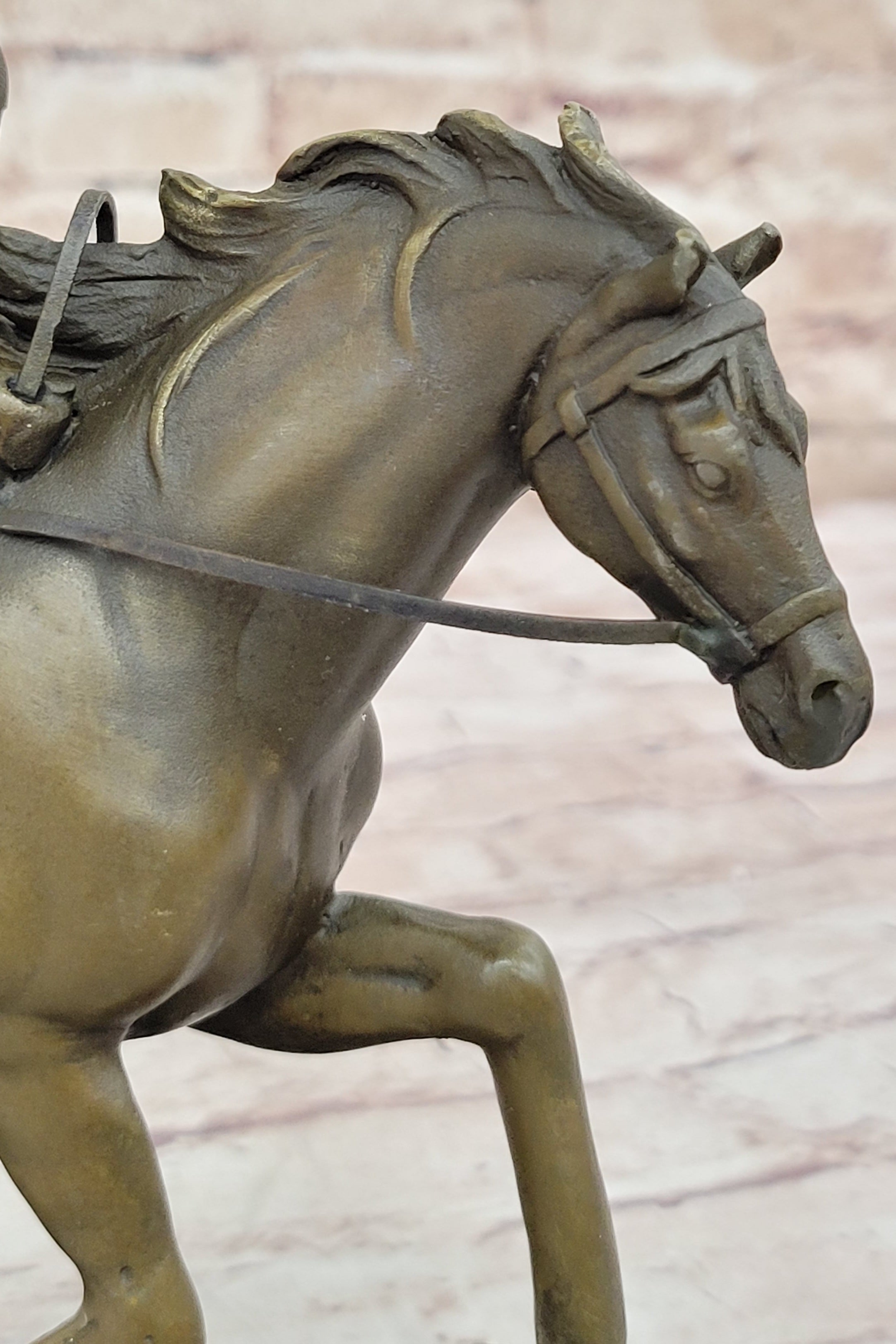 Female Equestrian Jockey Horseback Riding Bronze Sculpture 9" x 9"