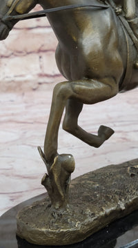 Female Equestrian Jockey Horseback Riding Bronze Sculpture 9" x 9"