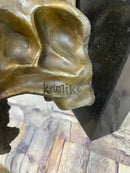 Old West Cowboy With Horse Bronze Bust Sculpture