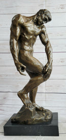 Adam (1881) by Auguste Rodin - Bronze on Marble Base