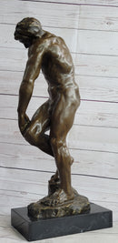 Adam (1881) by Auguste Rodin - Bronze on Marble Base