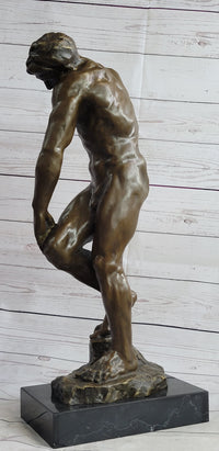 Adam (1881) by Auguste Rodin - Bronze on Marble Base