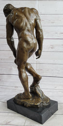 Adam (1881) by Auguste Rodin - Bronze on Marble Base