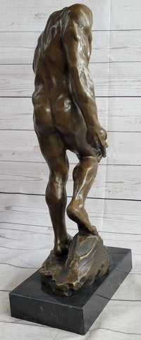 Adam (1881) by Auguste Rodin - Bronze on Marble Base