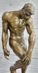 Adam (1881) by Auguste Rodin - Bronze on Marble Base
