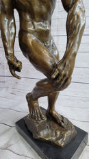 Adam (1881) by Auguste Rodin - Bronze on Marble Base