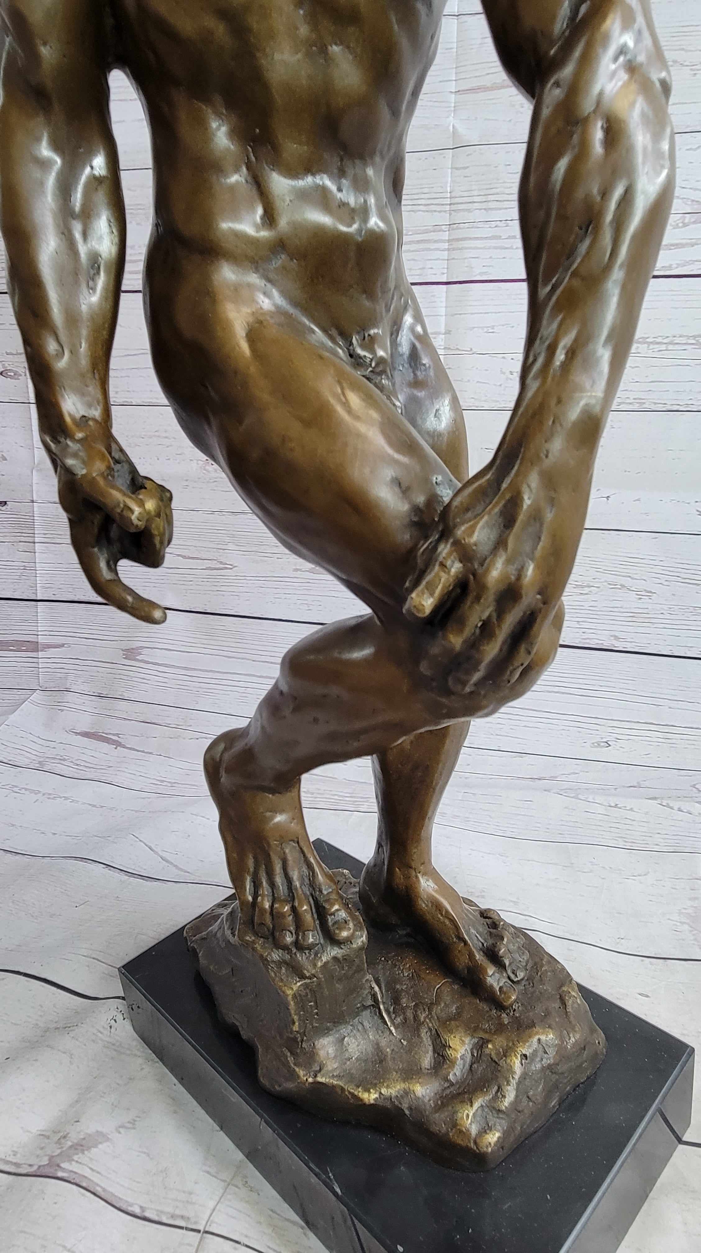 Adam (1881) by Auguste Rodin - Bronze on Marble Base