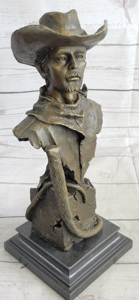 Buffalo Bill Bronze Metal Bust Sculpture Signed 13" x 6"