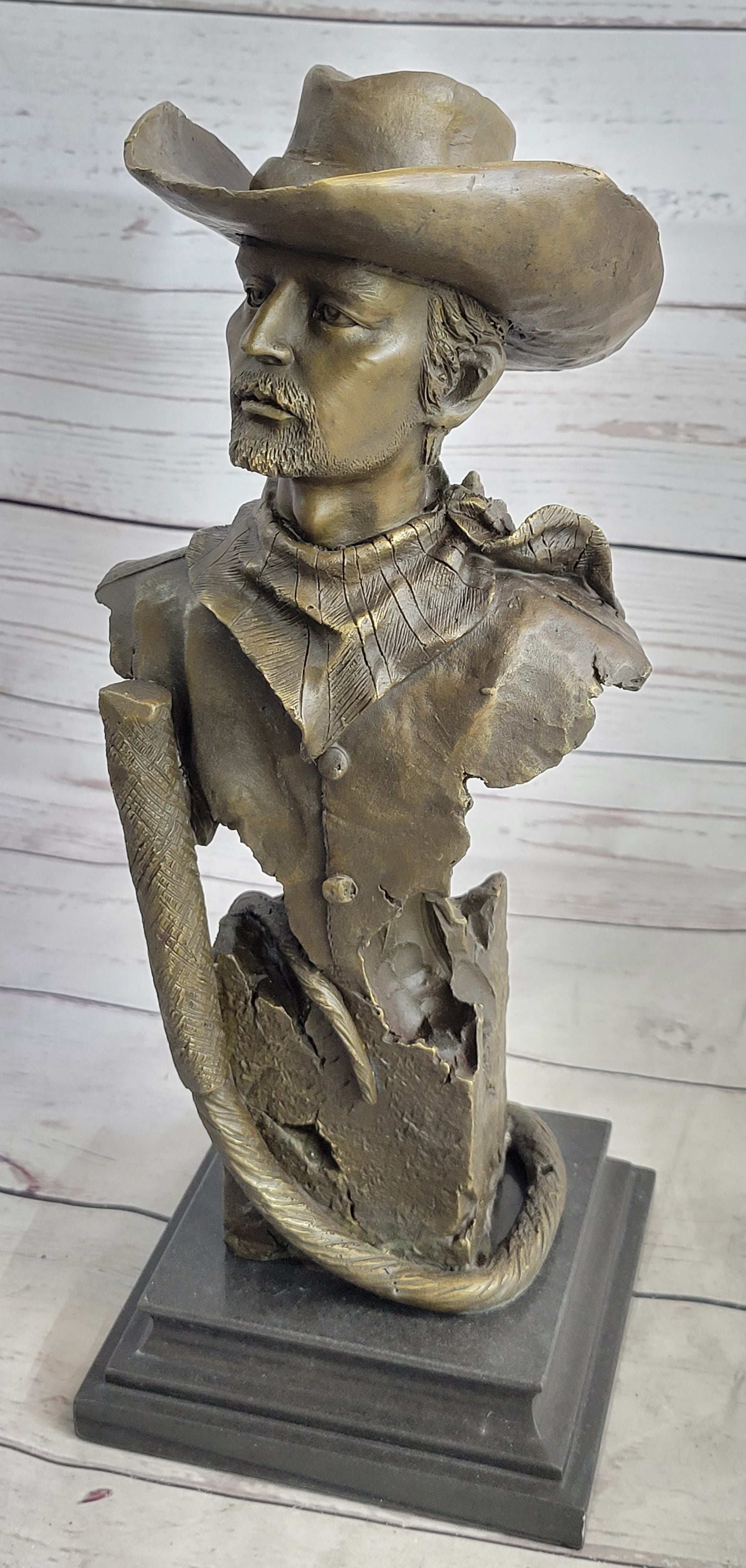 Buffalo Bill Bronze Metal Bust Sculpture Signed 13" x 6"