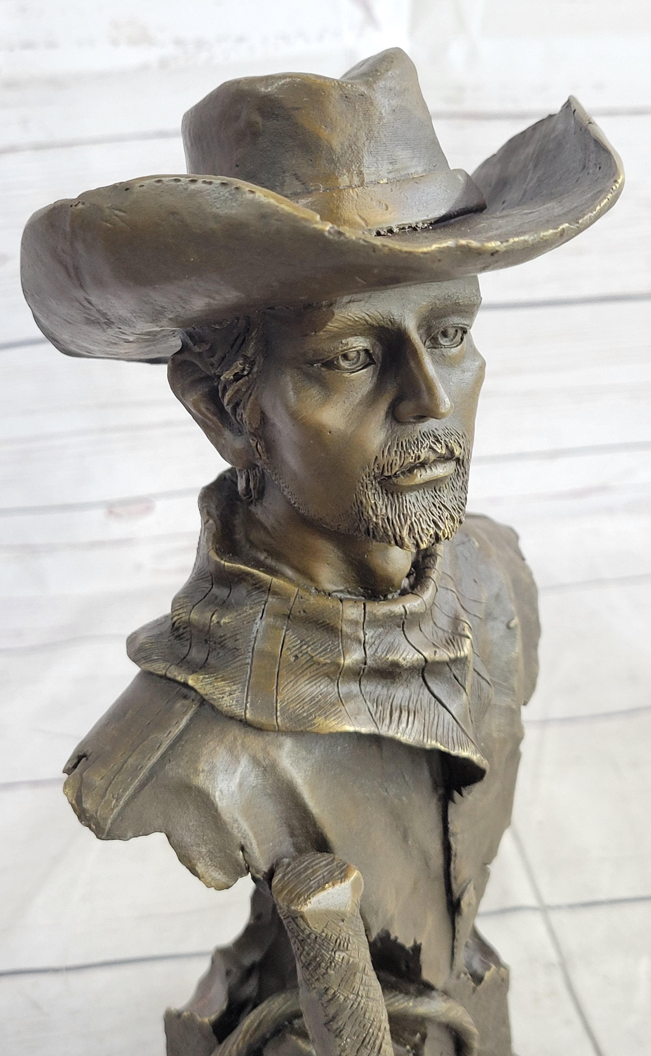 Buffalo Bill Bronze Metal Bust Sculpture Signed 13" x 6"