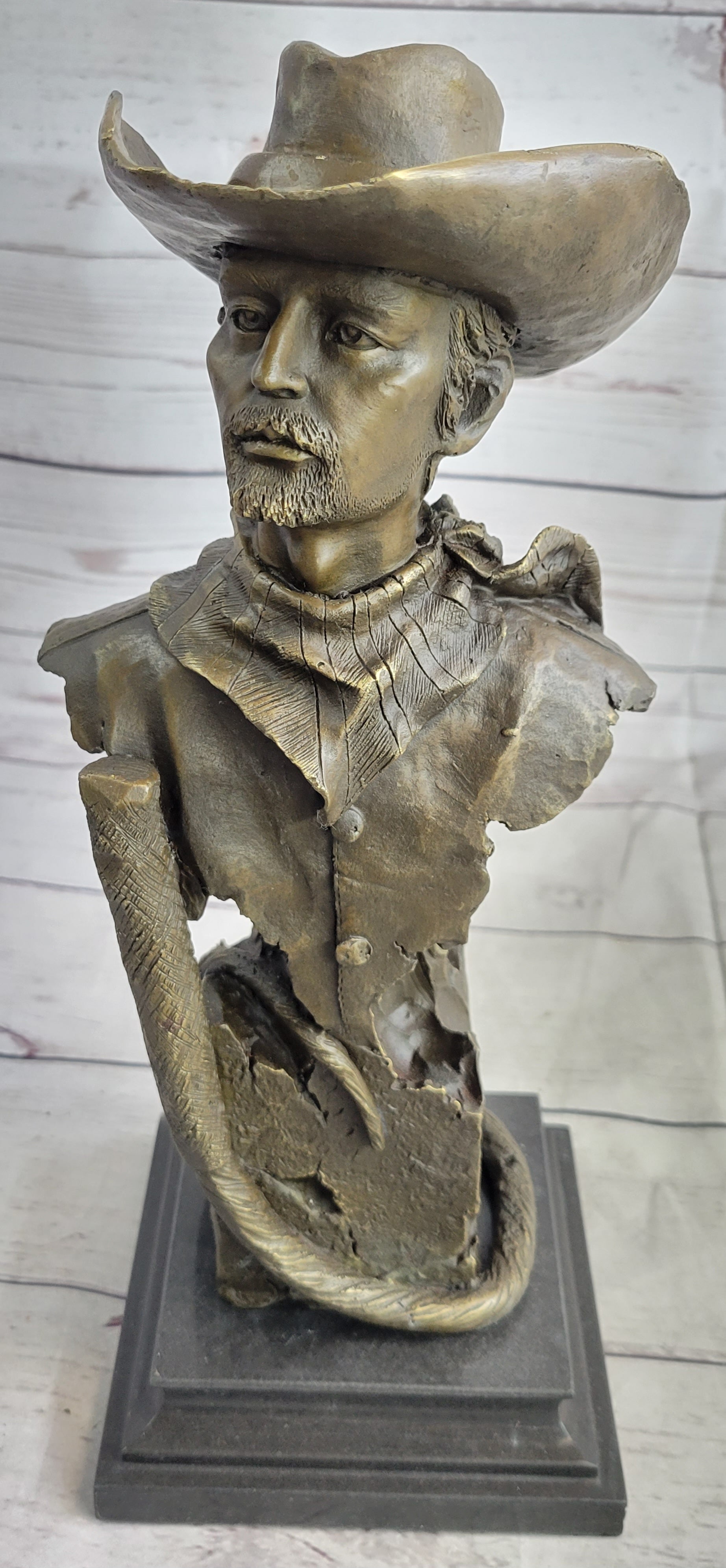 Buffalo Bill Bronze Metal Bust Sculpture Signed 13" x 6"