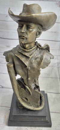 Buffalo Bill Bronze Metal Bust Sculpture Signed 13" x 6"