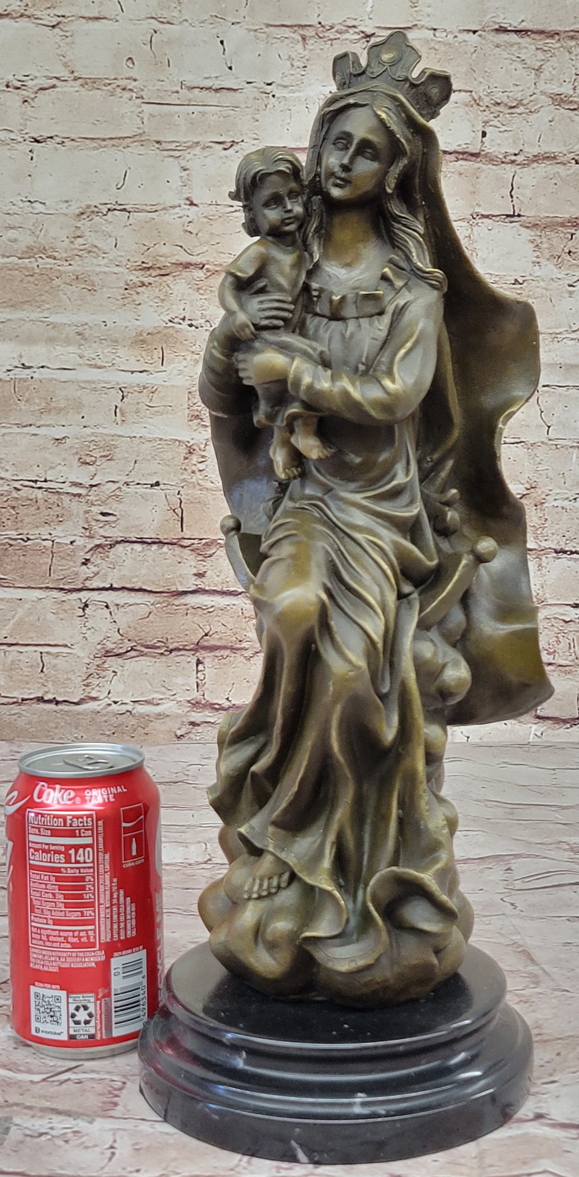 Mother Virgin Mary Madonna Jesus Bronze Sculpture