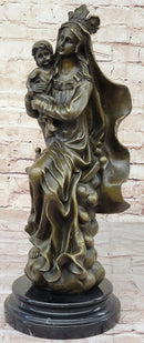 Mother Virgin Mary Madonna Jesus Bronze Sculpture