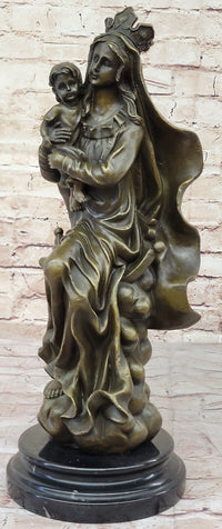 Mother Virgin Mary Madonna Jesus Bronze Sculpture