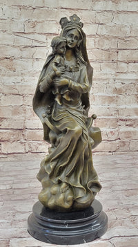 Mother Virgin Mary Madonna Jesus Bronze Sculpture