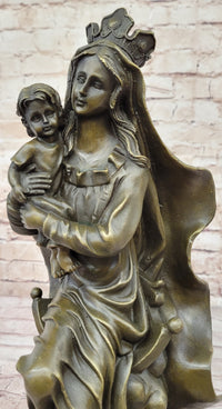 Mother Virgin Mary Madonna Jesus Bronze Sculpture