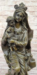 Mother Virgin Mary Madonna Jesus Bronze Sculpture